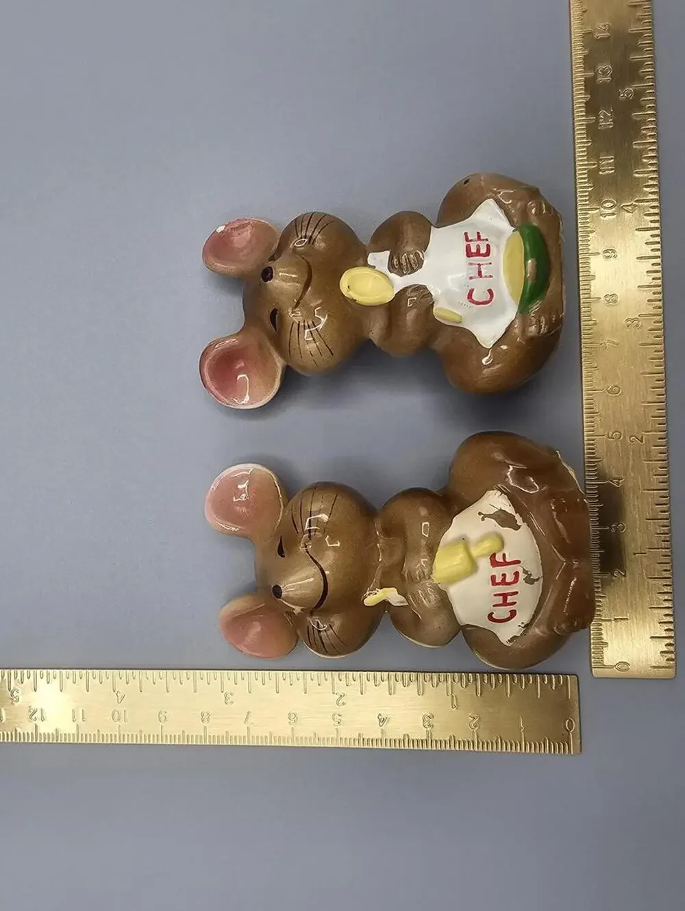 Vintage Kitsch Ceramic Chef Mouse Salt and Pepper Shakers